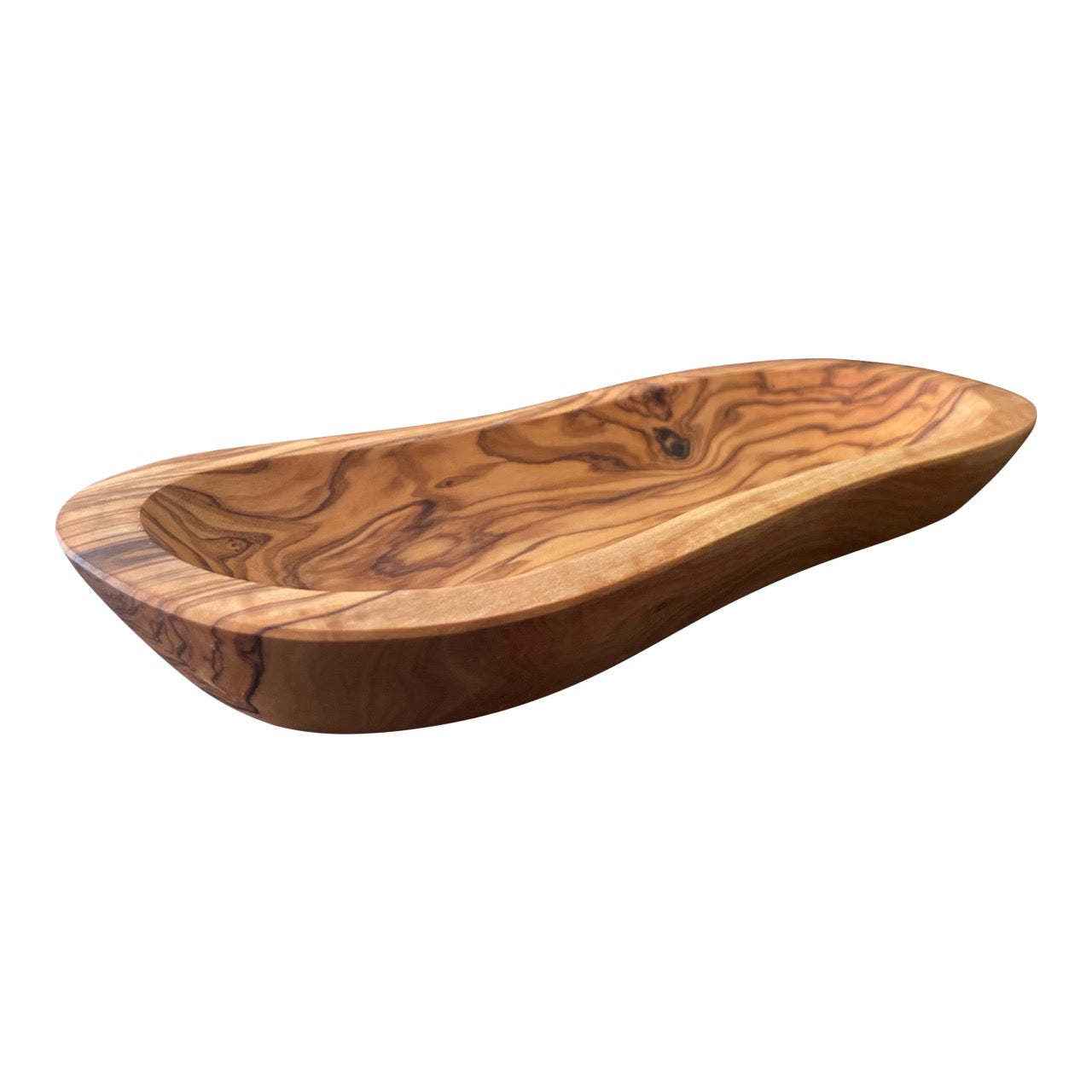 Mediterranean Olive Wood Multi Purpose Elongated Serving Bowl For Home Decor