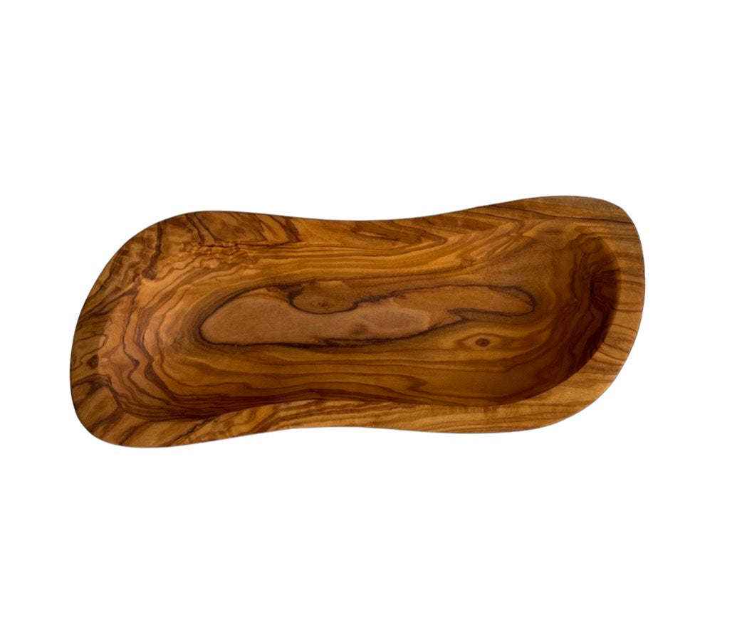 Mediterranean Olive Wood Multi Purpose Elongated Serving Bowl For Home Decor