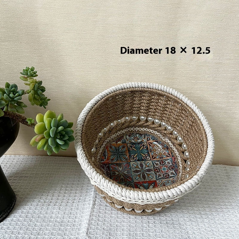 White Woven Hemp Rope Basket – Handcrafted Organizer