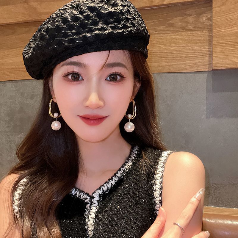 Modern Pearl-Finish Alloy Drop Earrings