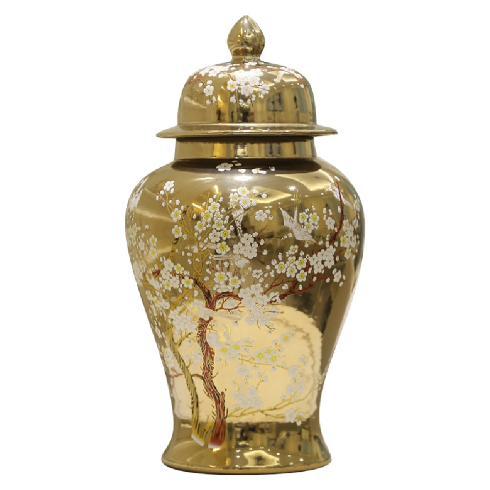 Light Luxury Ceramic Ginger Jar Vase with Lid