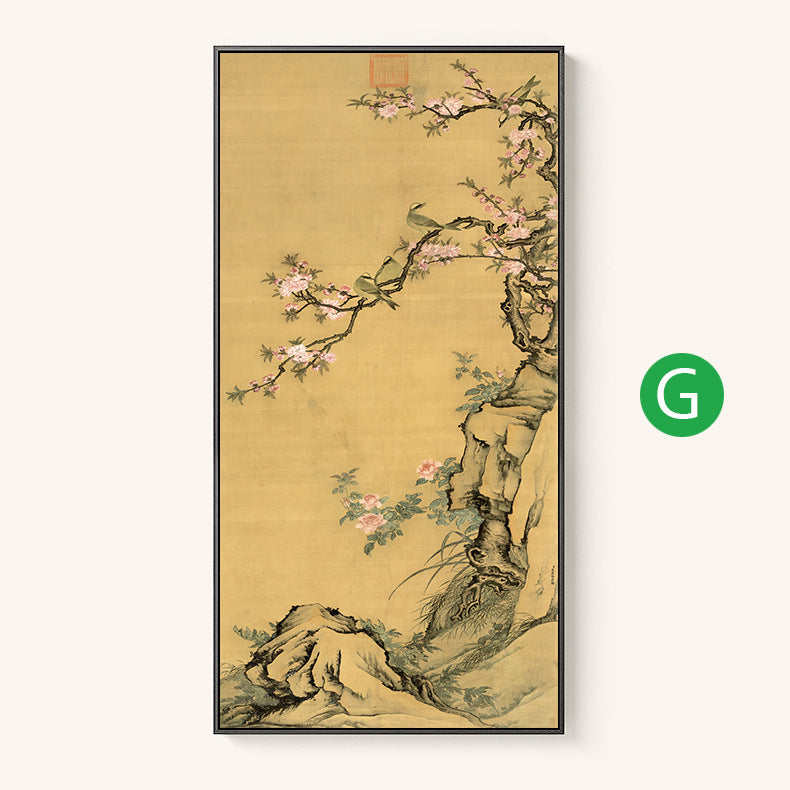 Quadruple Flower And Bird Chinese Painting Entrance Vertical Plate Painting