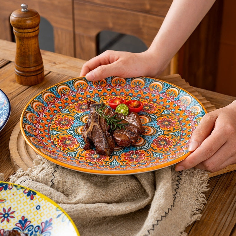 Artisan Ceramic Shallow Plate & Serving Platter (8" & 10") - Bohemian Collection