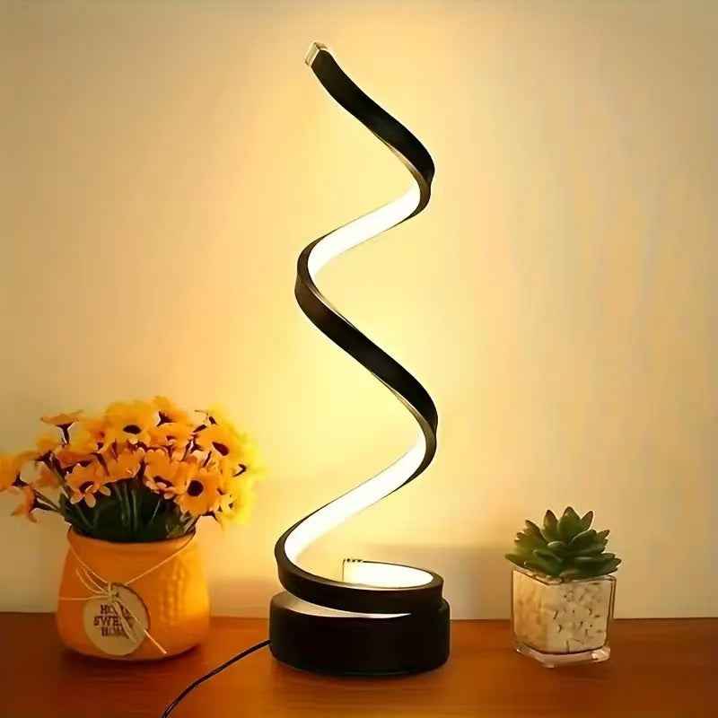 USB Powered Spiral Desk Lamp With Adjustable LED Lighting Black Or White