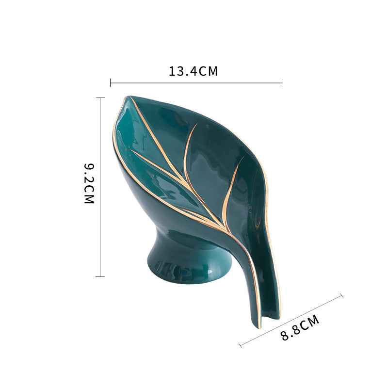 Leaf Shape PP Plastic Soap Dish Holder With Suction Cup For Bathroom