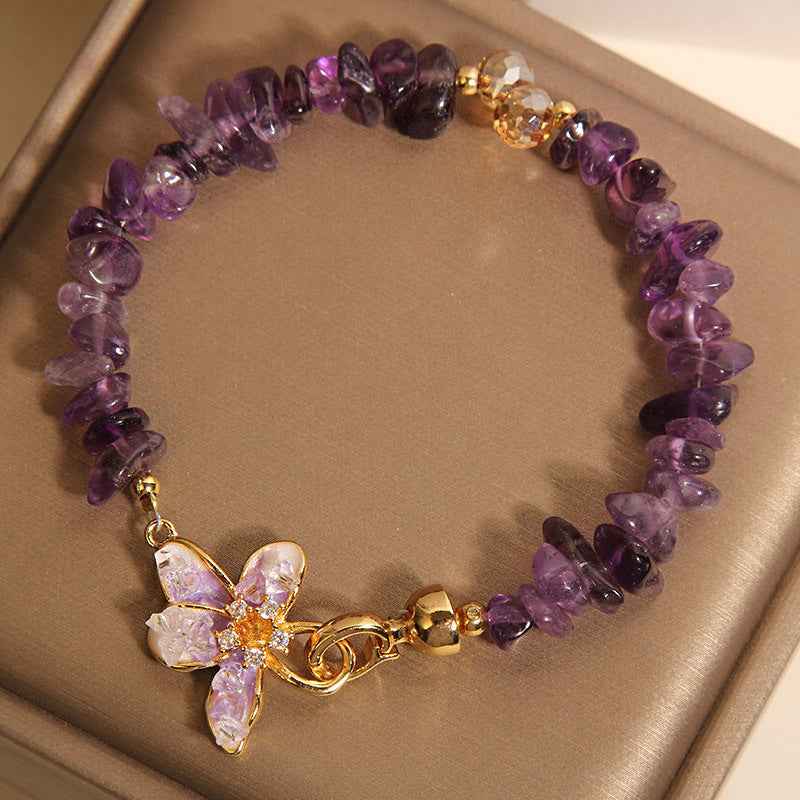 Crystal Gravel Wisteria Flower Bracelet For Women Japanese Korean Style
