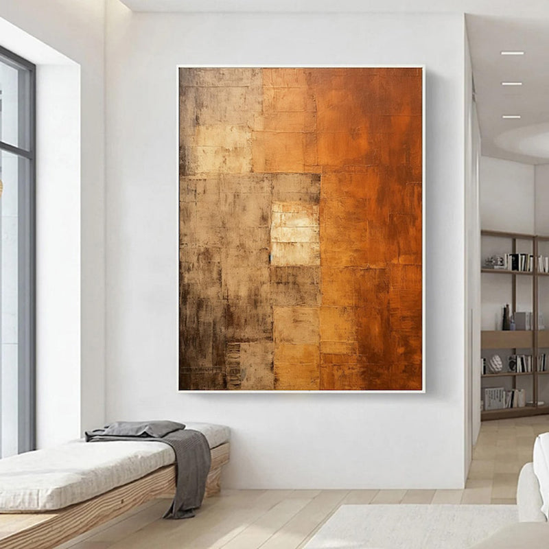 Orange Wabi Sabi Abstract Oil Painting On Canvas Minimalist Wall Art