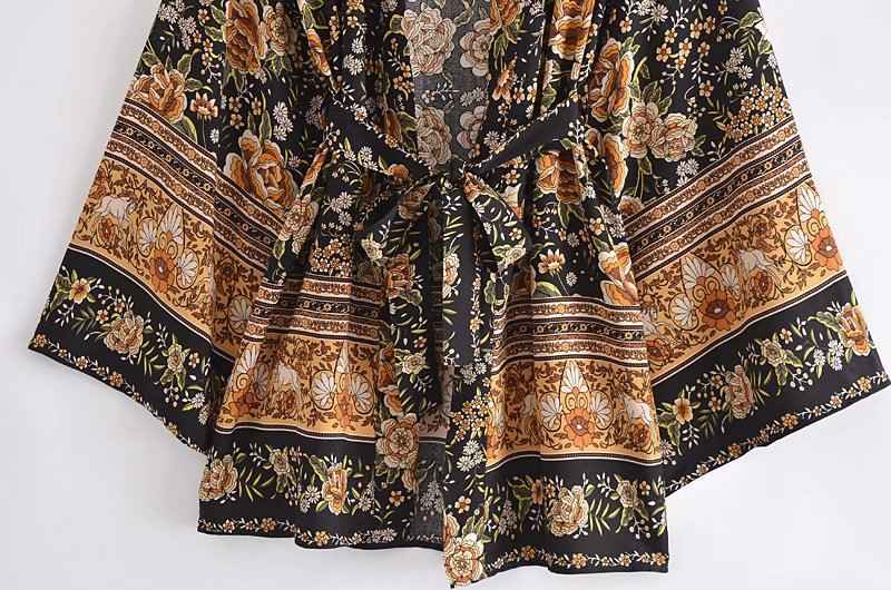 Women's Rayon Flower Kimono With Belt