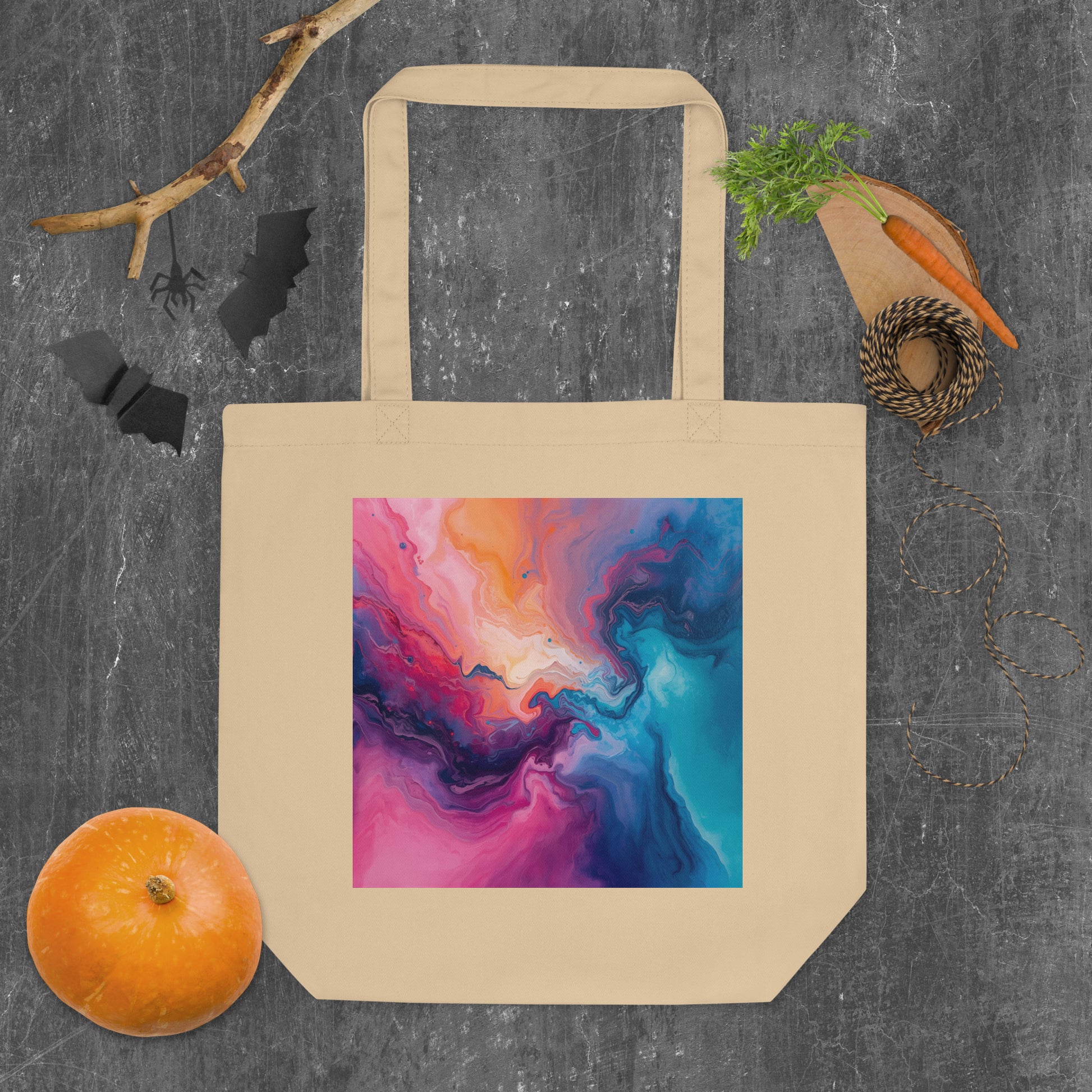 Eco Tote Bag Organic Cotton With Vibrant Abstract Design - Rosetta Creative Boutique