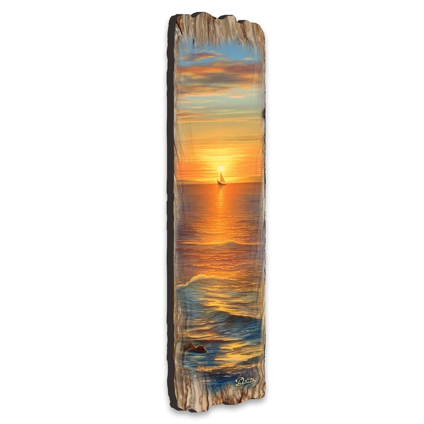 Golden Sunset Wooden Wall Art by G. DeBrekht Coastal Decor - 8491112W-4