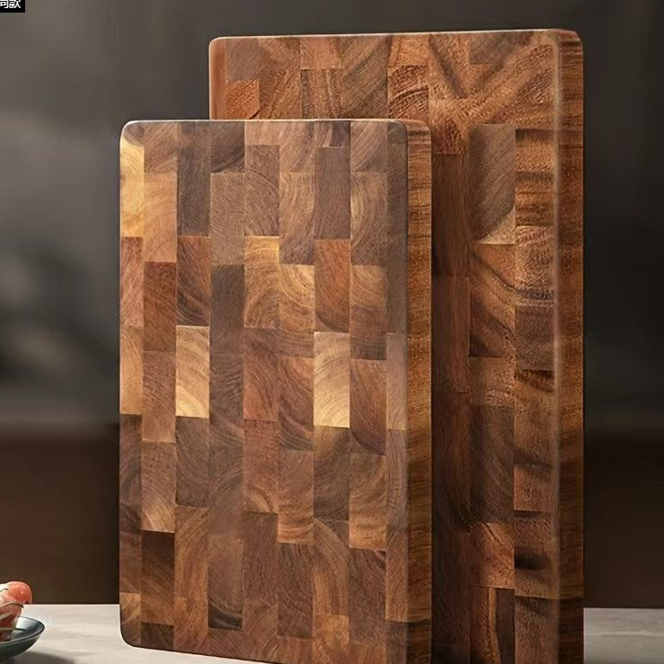 Acacia Wood Chessboard Cutting Board – Solid Grid Pattern