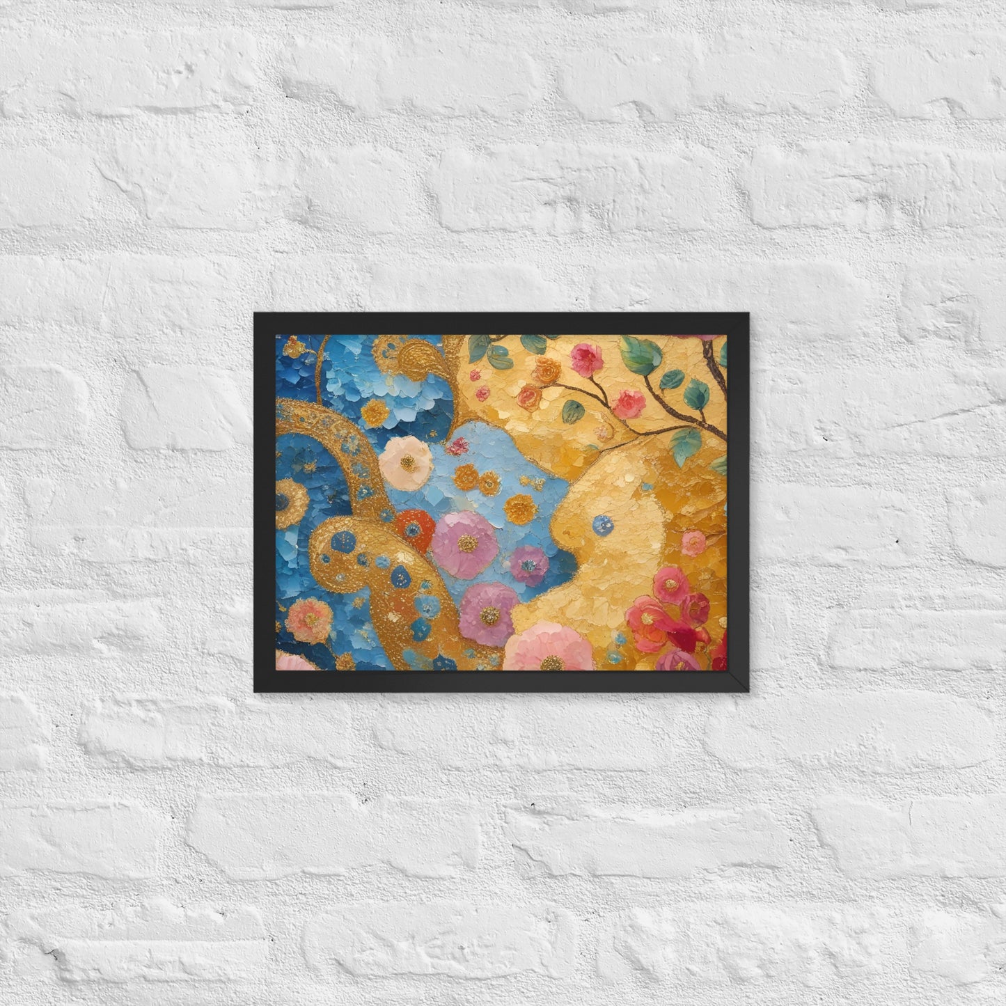 Klimt Inspired Abstract Golden Swirls Framed Poster - Captivating Klimt Inspired Abstract Art - Rosetta Creative Boutique