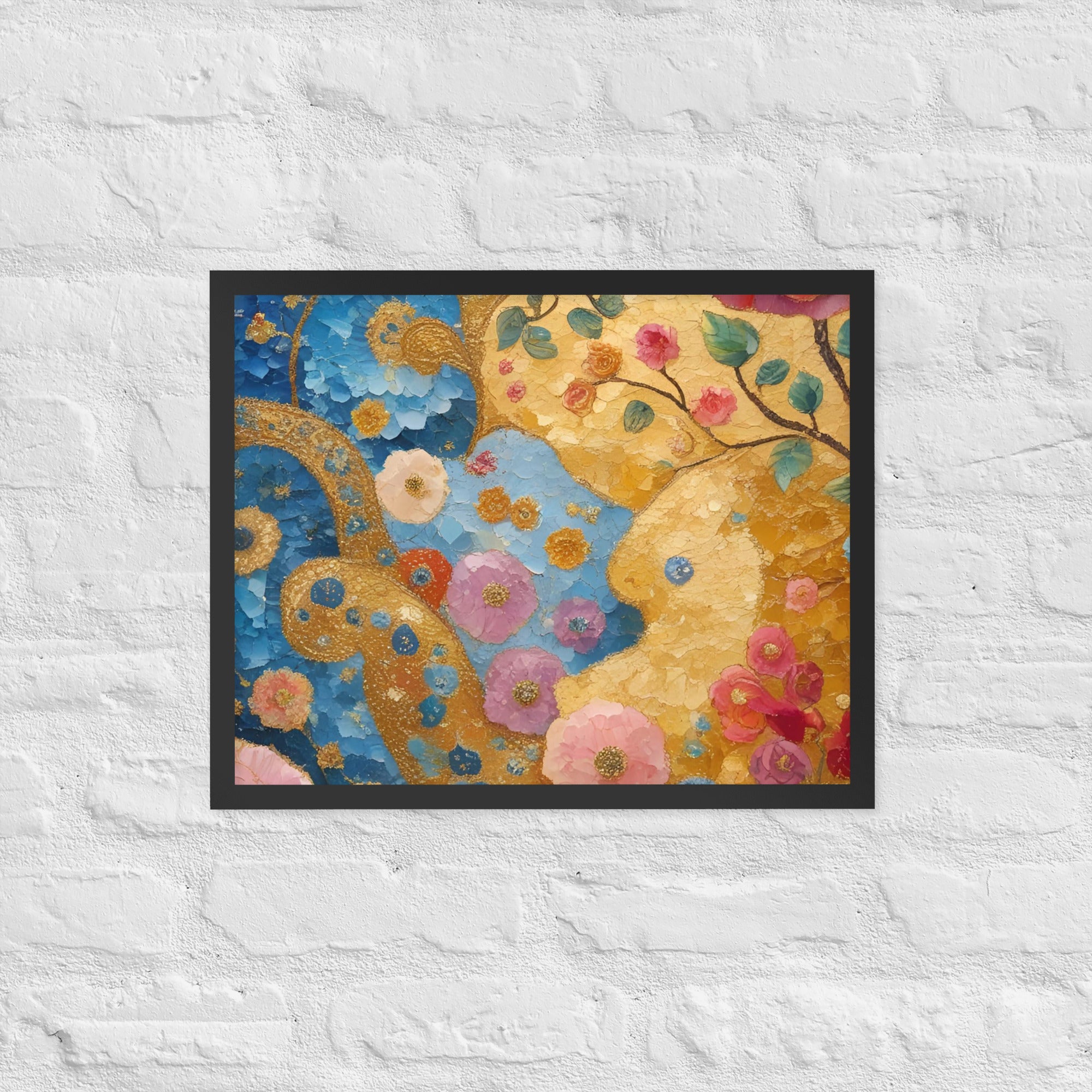 Klimt Inspired Abstract Golden Swirls Framed Poster - Captivating Klimt Inspired Abstract Art - Rosetta Creative Boutique