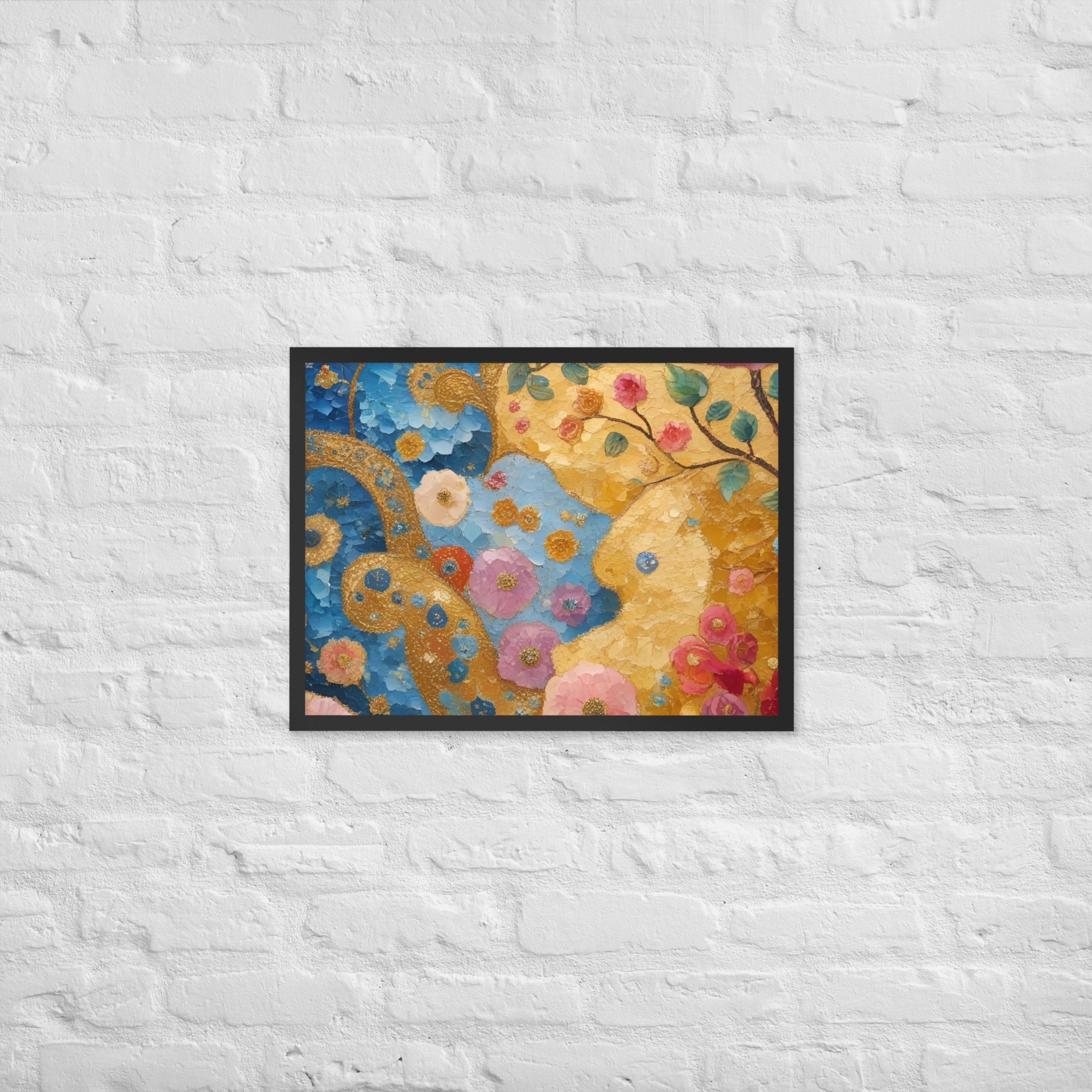 Klimt Inspired Abstract Golden Swirls Framed Poster - Captivating Klimt Inspired Abstract Art - Rosetta Creative Boutique