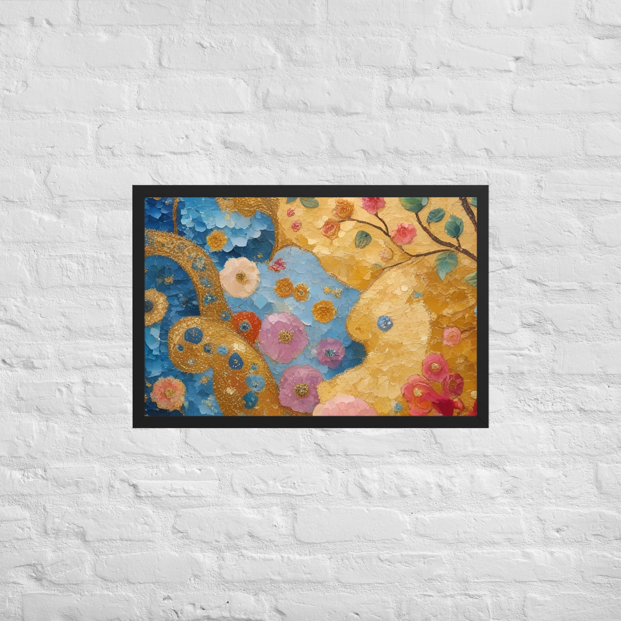 Klimt Inspired Abstract Golden Swirls Framed Poster - Captivating Klimt Inspired Abstract Art - Rosetta Creative Boutique