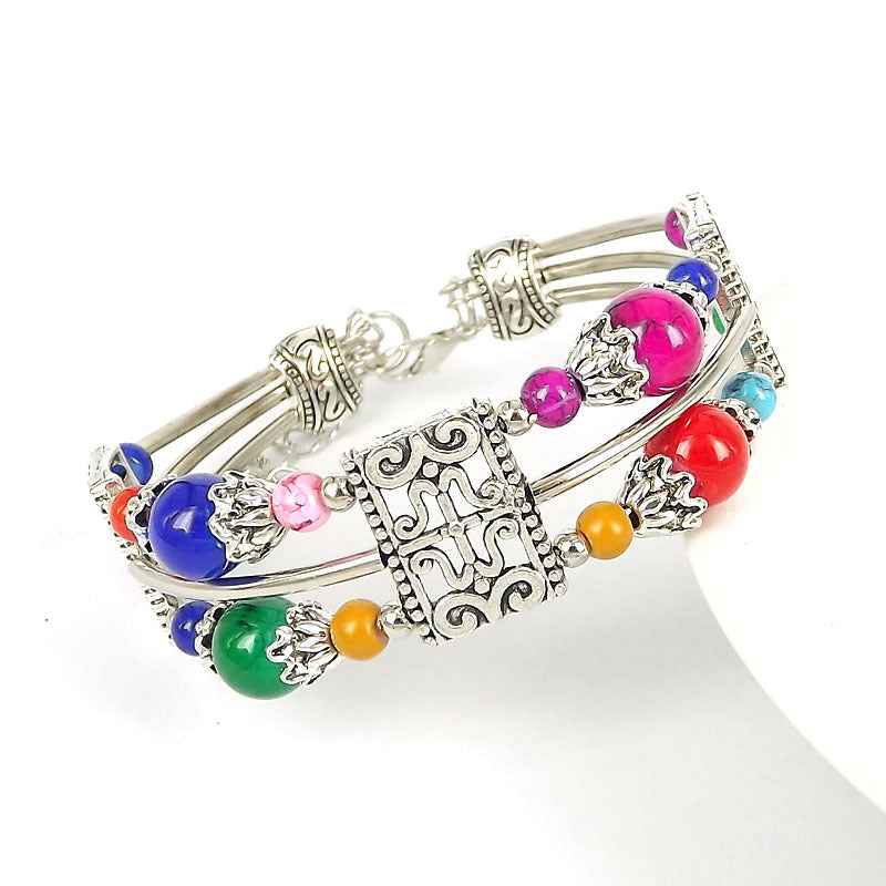 Vintage-style Bangle with Exotic Miao Silver Design