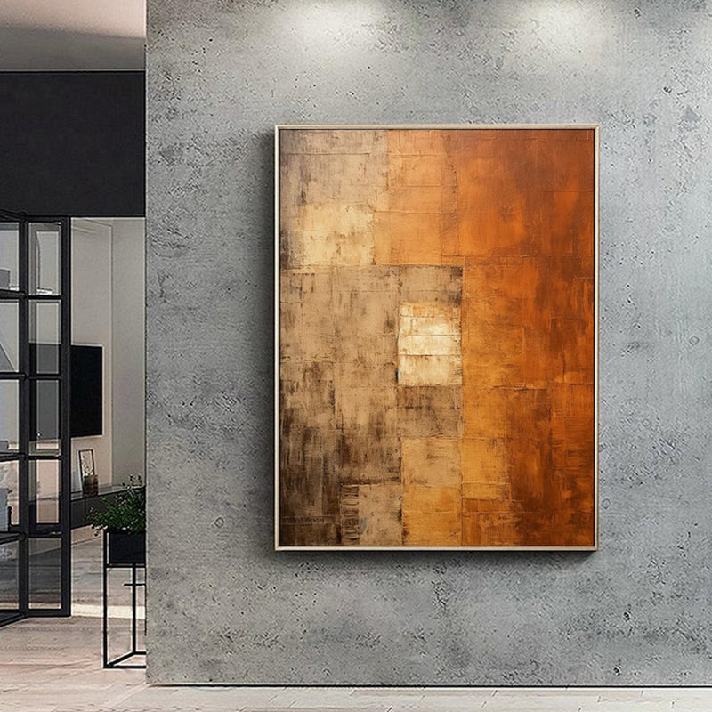 Orange Wabi Sabi Abstract Oil Painting On Canvas Minimalist Wall Art