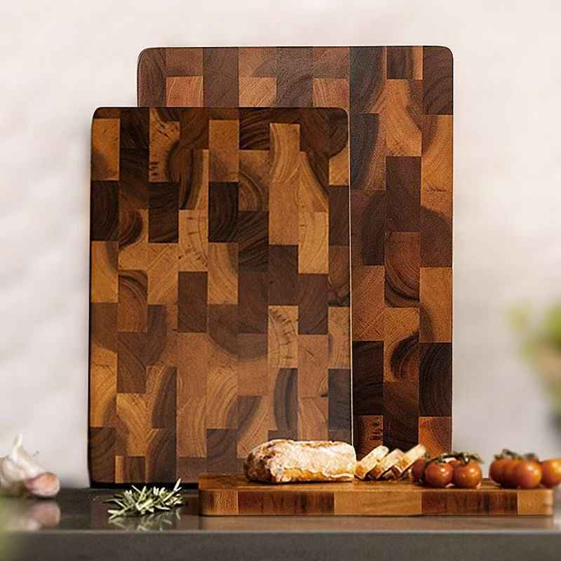 Solid Wood Cutting Board Acacia Mangium Chessboard Grid
