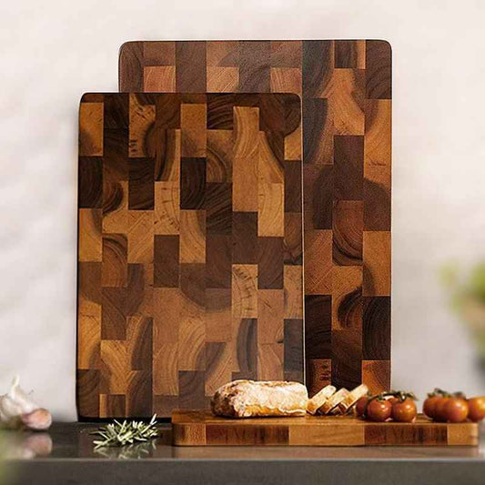 Solid Wood Cutting Board Acacia Mangium Chessboard Grid