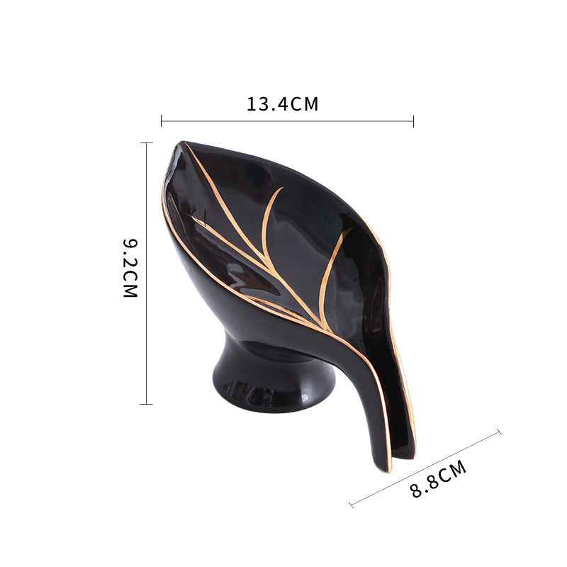 Leaf Shape PP Plastic Soap Dish Holder With Suction Cup For Bathroom