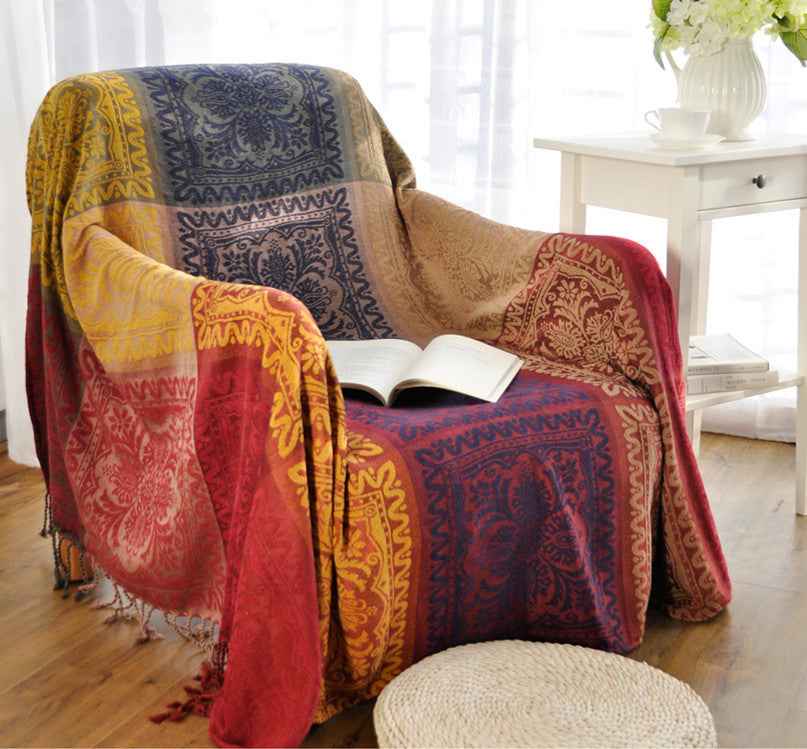 Bohemian Chenille Knitted Blanket Sofa Slipcover