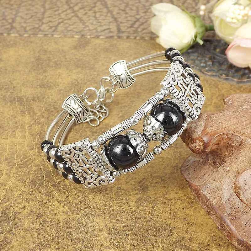 Vintage-style Bangle with Exotic Miao Silver Design