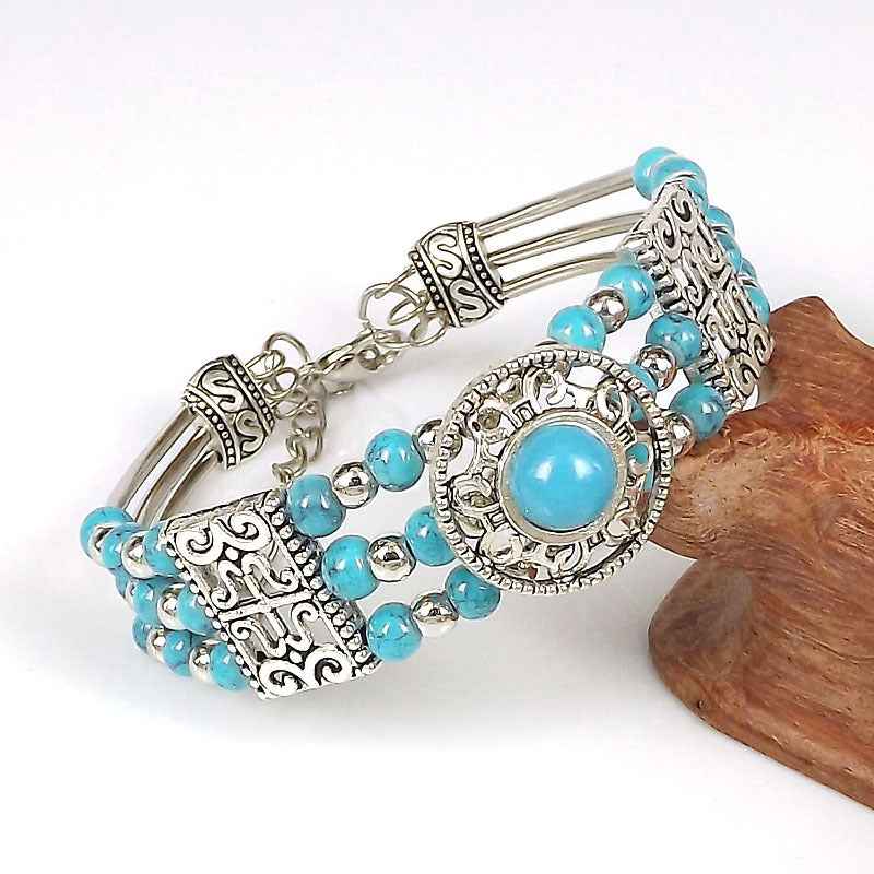 Vintage-style Bangle with Exotic Miao Silver Design