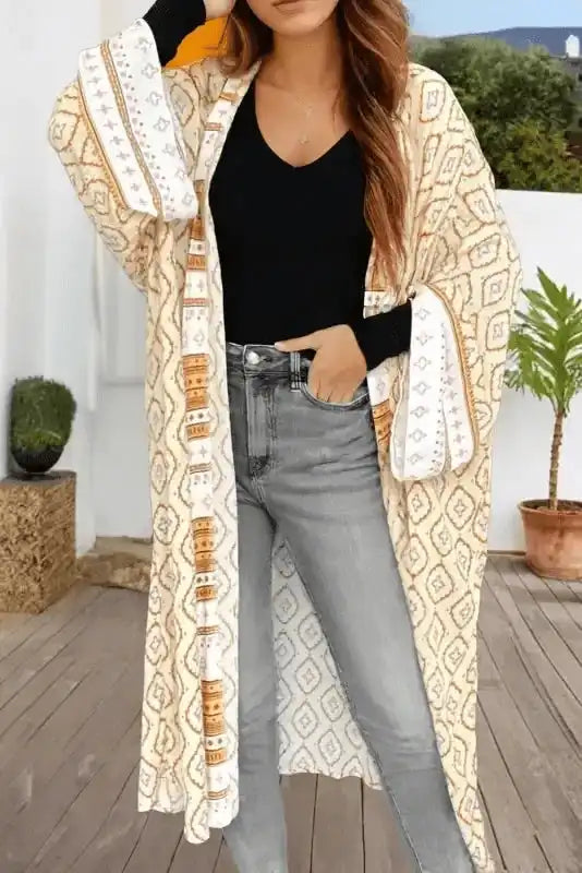 Sunset Boho Kimono Duster Beachwear Paisley Print Coastal - Rosetta Creative Boutique