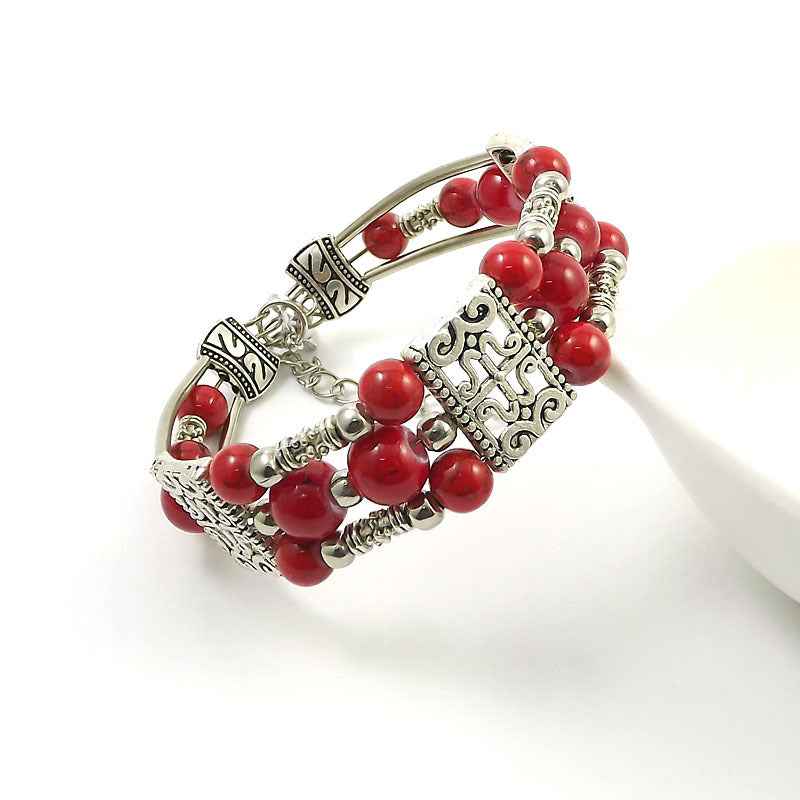 Vintage-style Bangle with Exotic Miao Silver Design