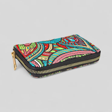 Turkish Woven Zipper Wallet Multicolor Floral Patterned - Rosetta Creative Boutique