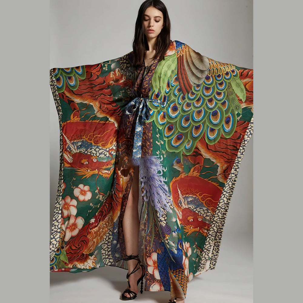 boho beach kimono layered over bikini on seaside vacation