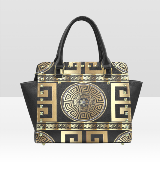 Rivet Original Greek Design Shoulder Handbag PU Leather - Rosetta Creative Boutique