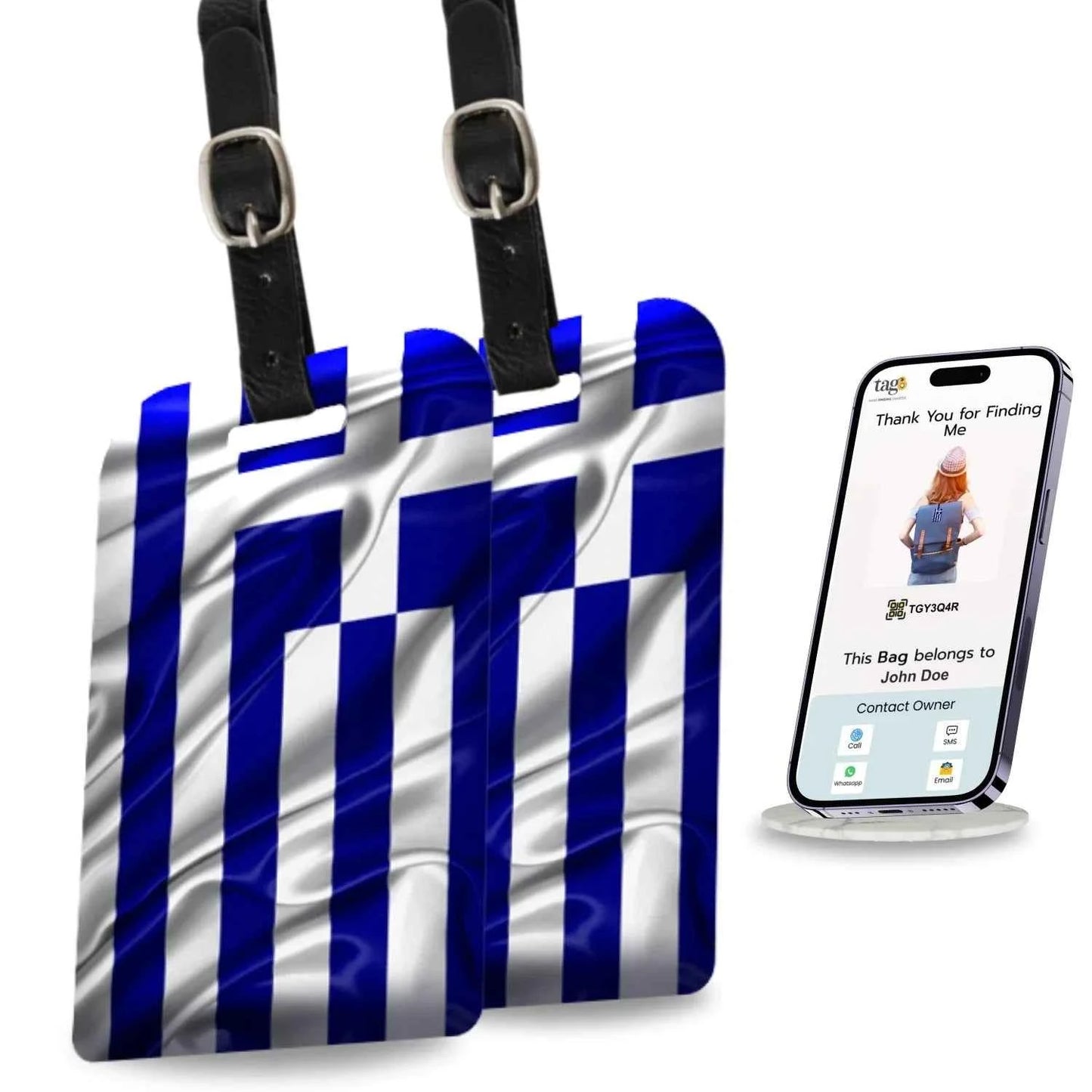 Smart Bag Security Tag - Greece Flag [Pack 2]