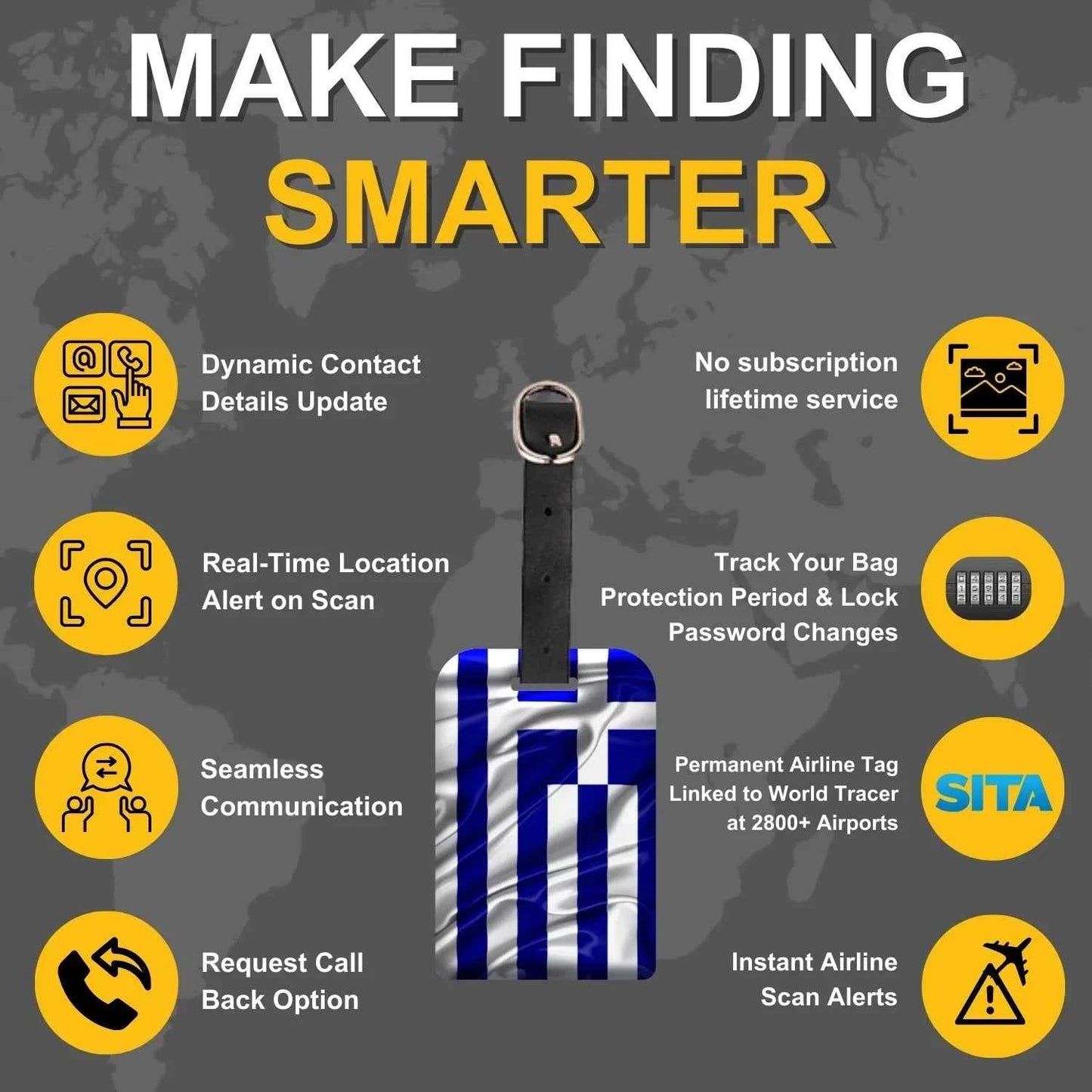 Smart Bag Security Tag - Greece Flag [Pack 2]
