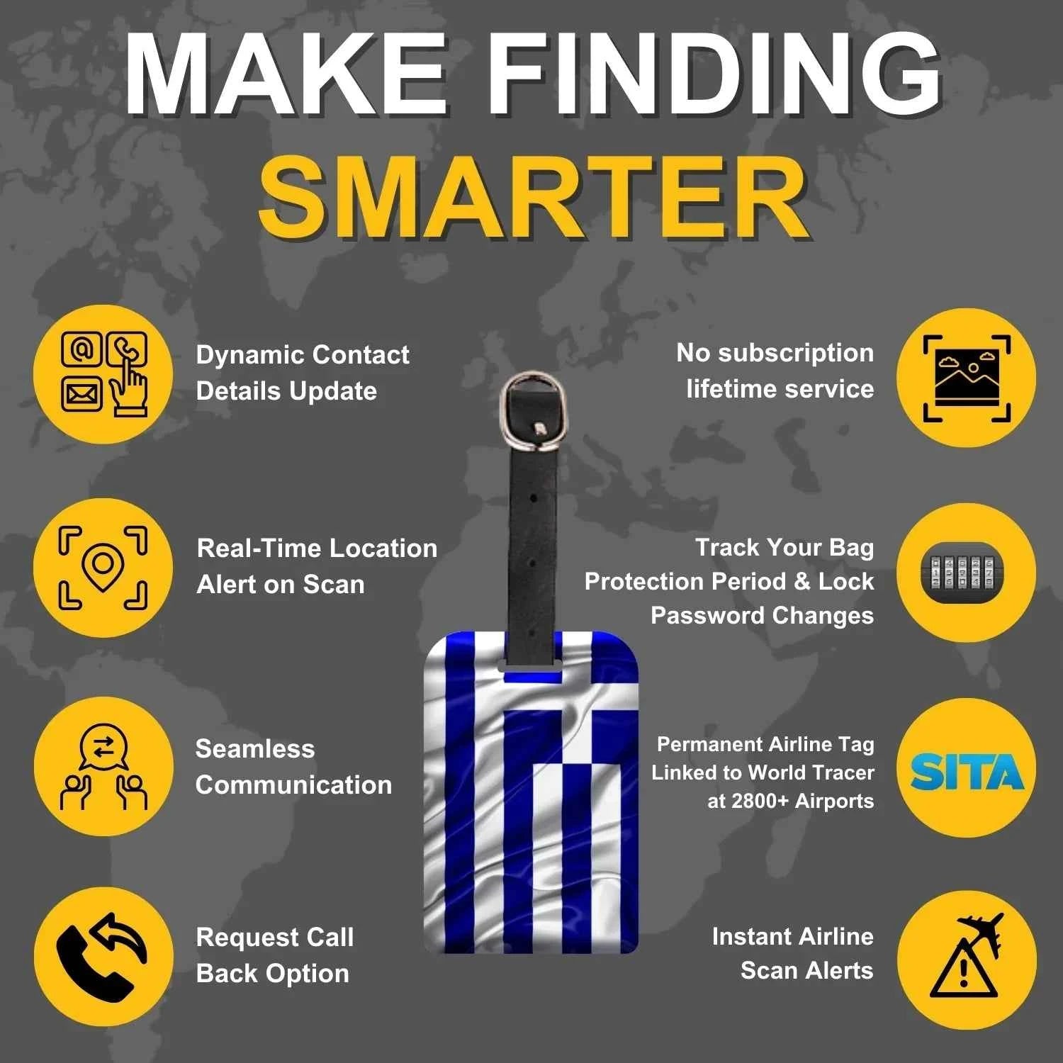 Smart Bag Security Tag - Greece Flag [Pack 2]