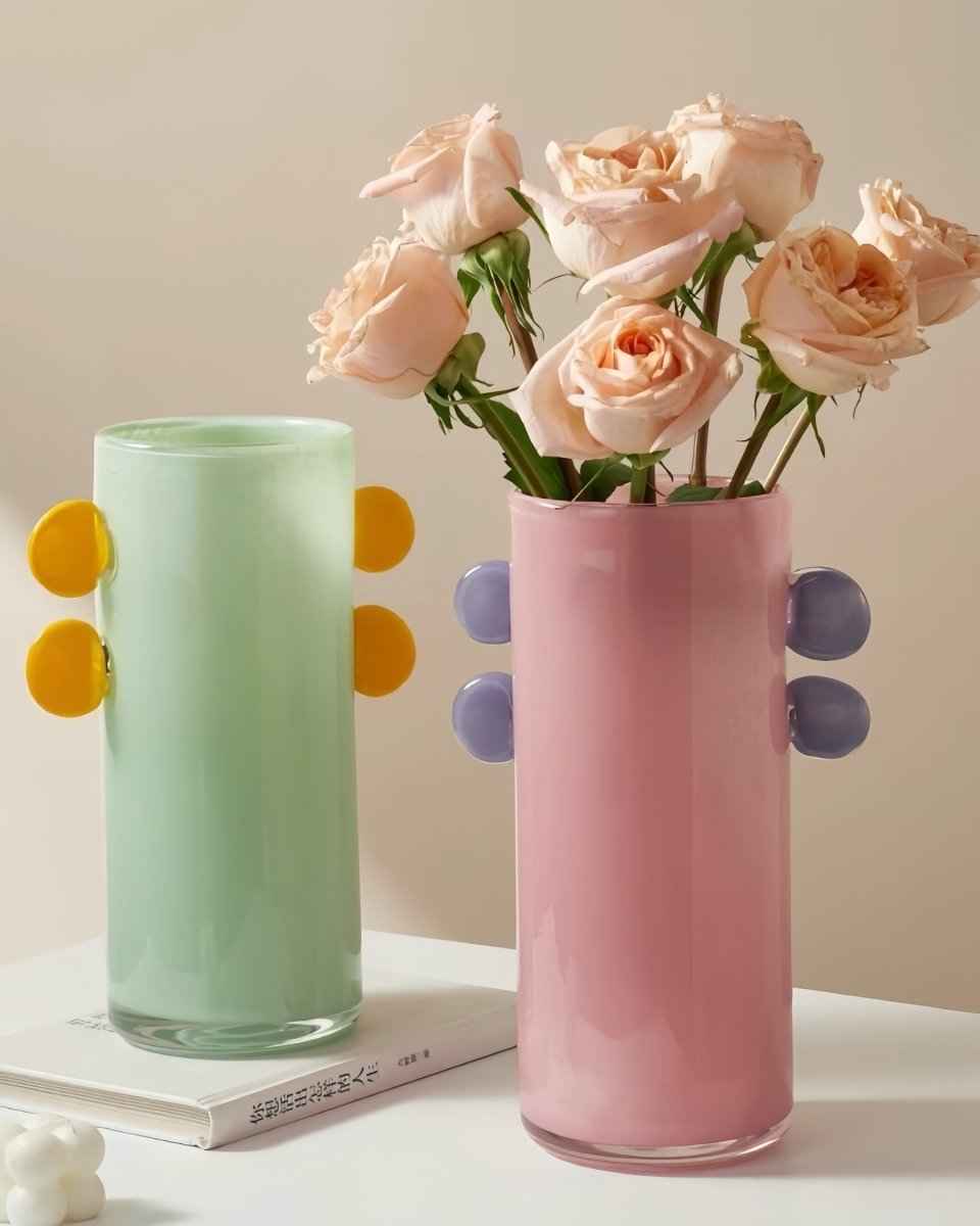 Handblown Whimsical Cylinder Vase - Eclectic Table Setting Centrepieces