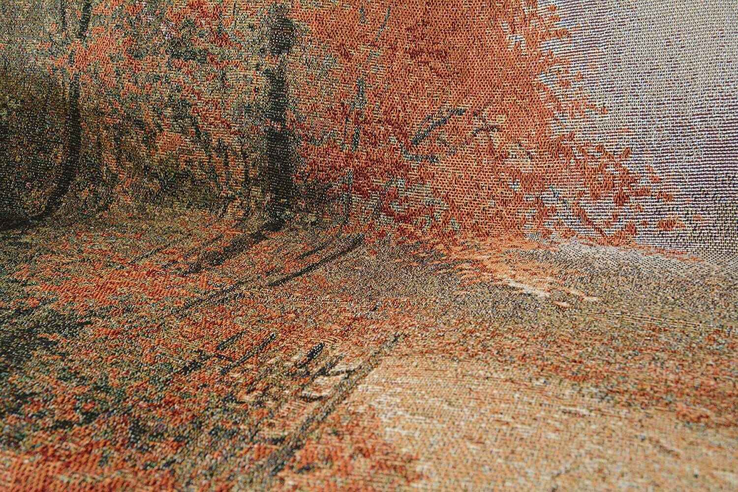 Autumn Authentic Tapestry Throw Blanket - Decorative Orange Fall Leaves Forest Woven Stitched Design - 50" x 60"