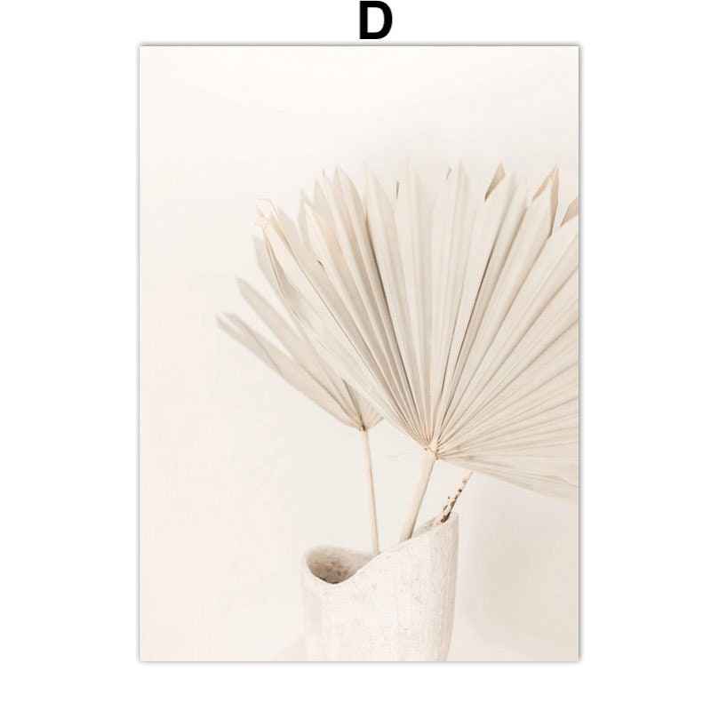 Beige Pampas Grass Poster Boho Leaves for Living Room or Bedroom Unframed Print