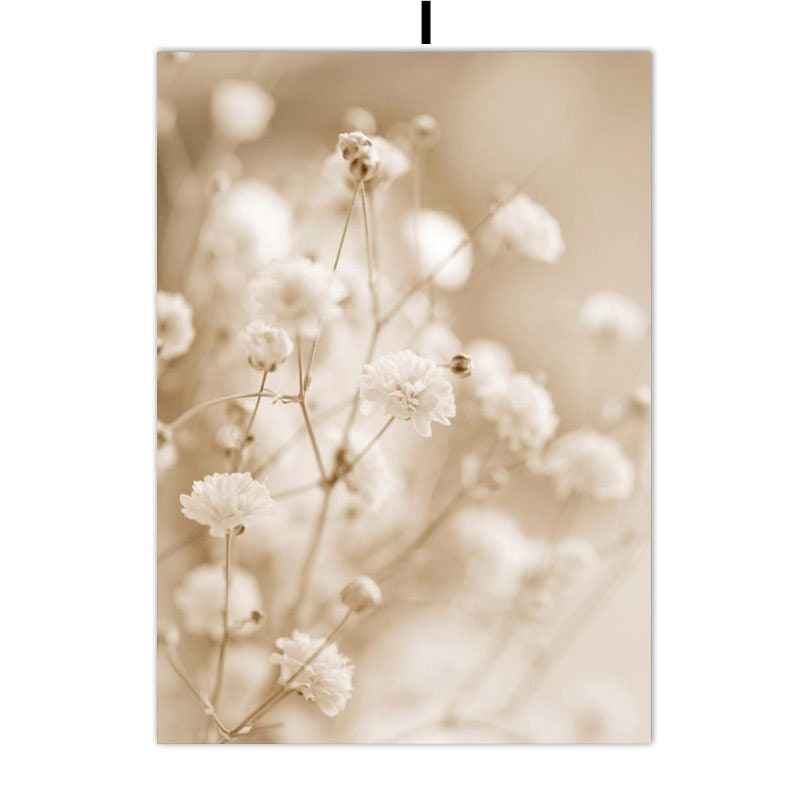 Beige Pampas Grass Poster Boho Leaves for Living Room or Bedroom Unframed Print