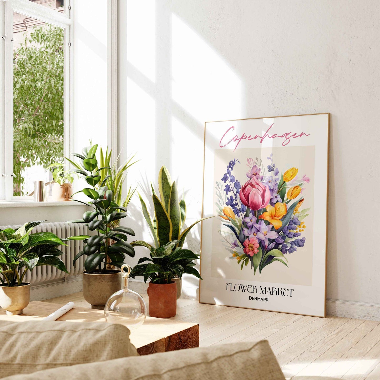 Copenhagen Flower Market Poster Danish Design Wall Art for Living Room Kitchen