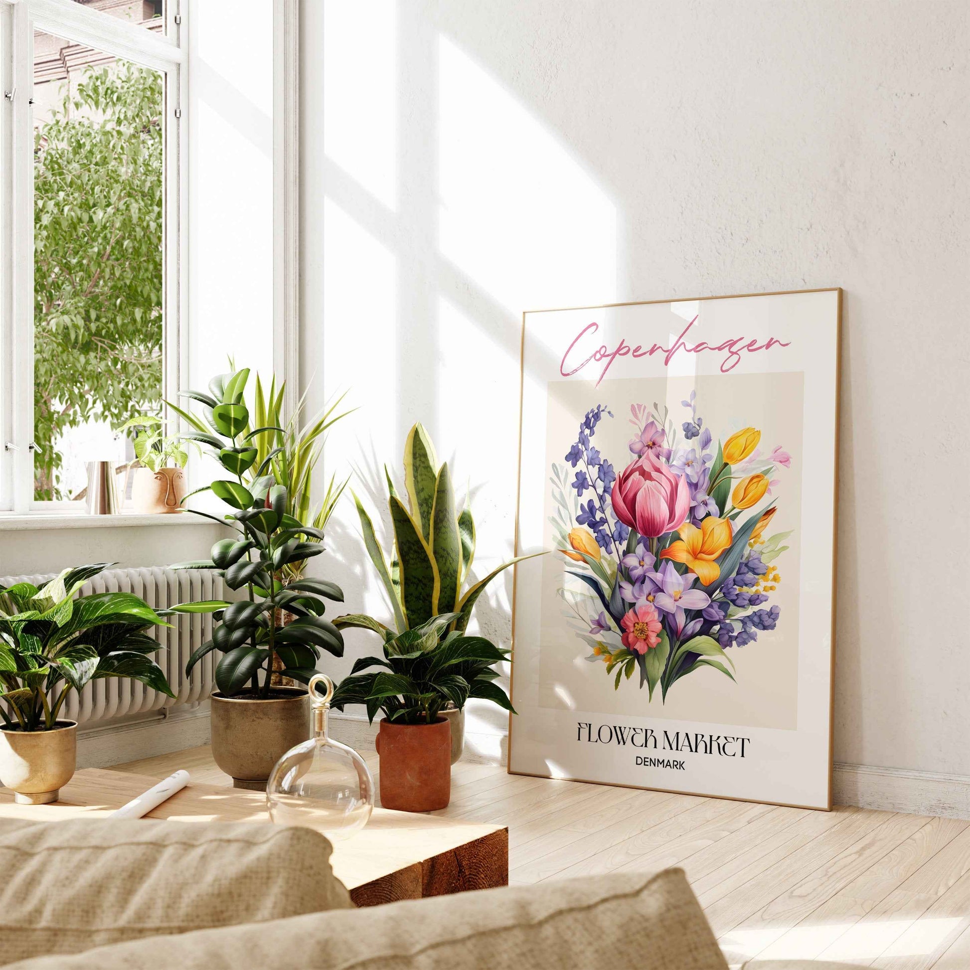 Copenhagen Flower Market Poster Danish Design Wall Art for Living Room Kitchen