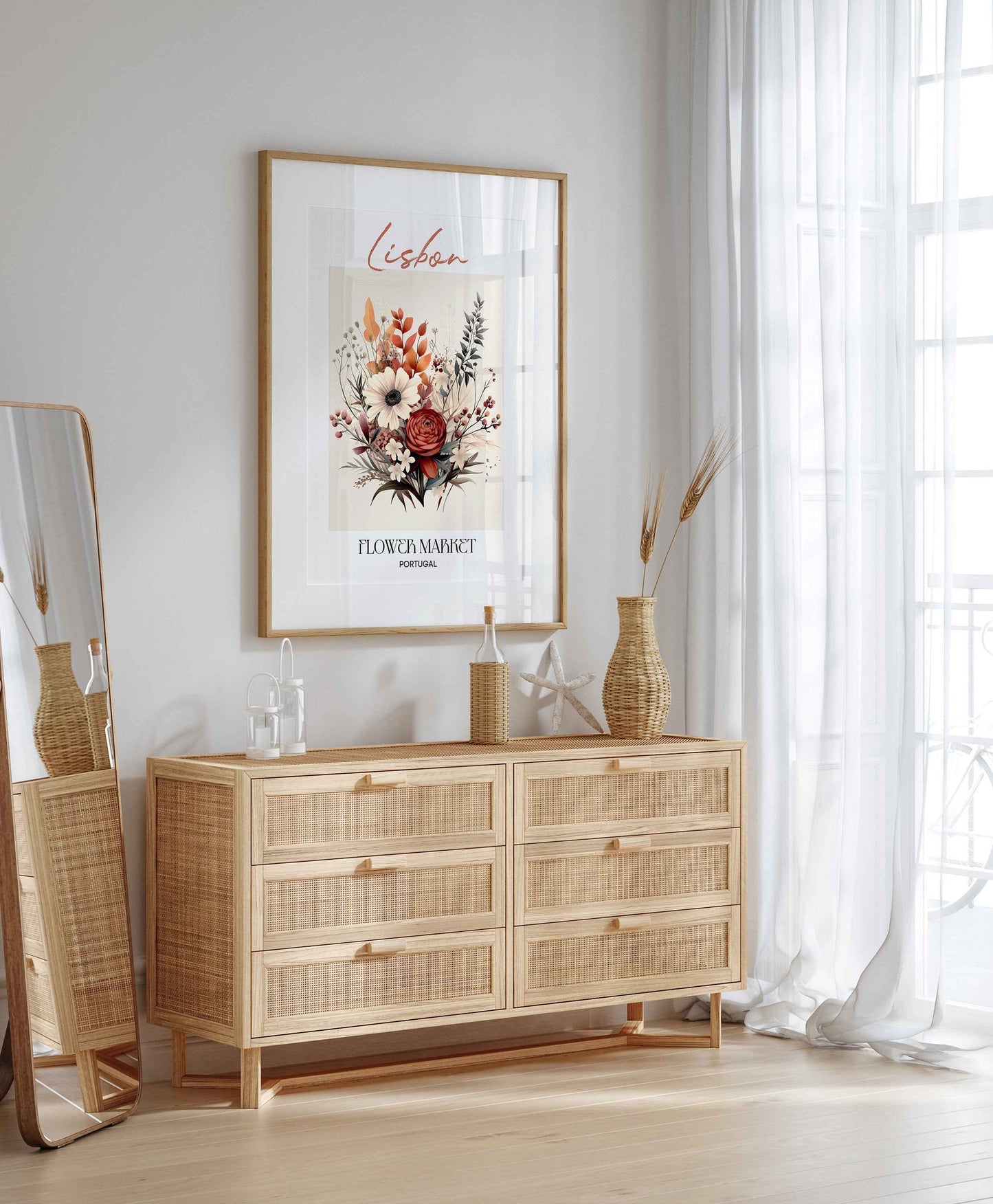 Lisbon Flower Market Poster Portugal Scandinavian Wall Decor Print Unframed