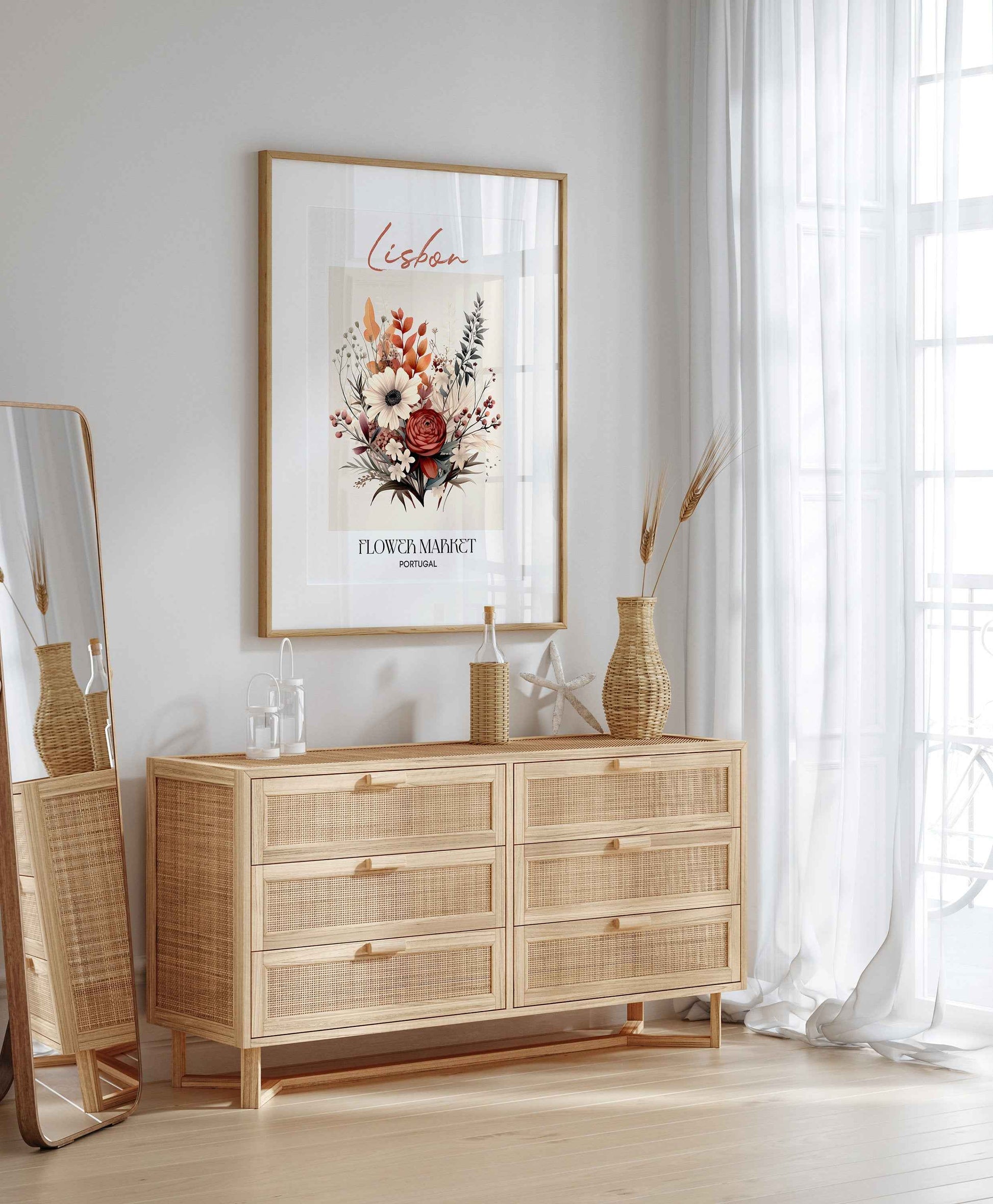 Lisbon Flower Market Poster Portugal Scandinavian Wall Decor Print Unframed