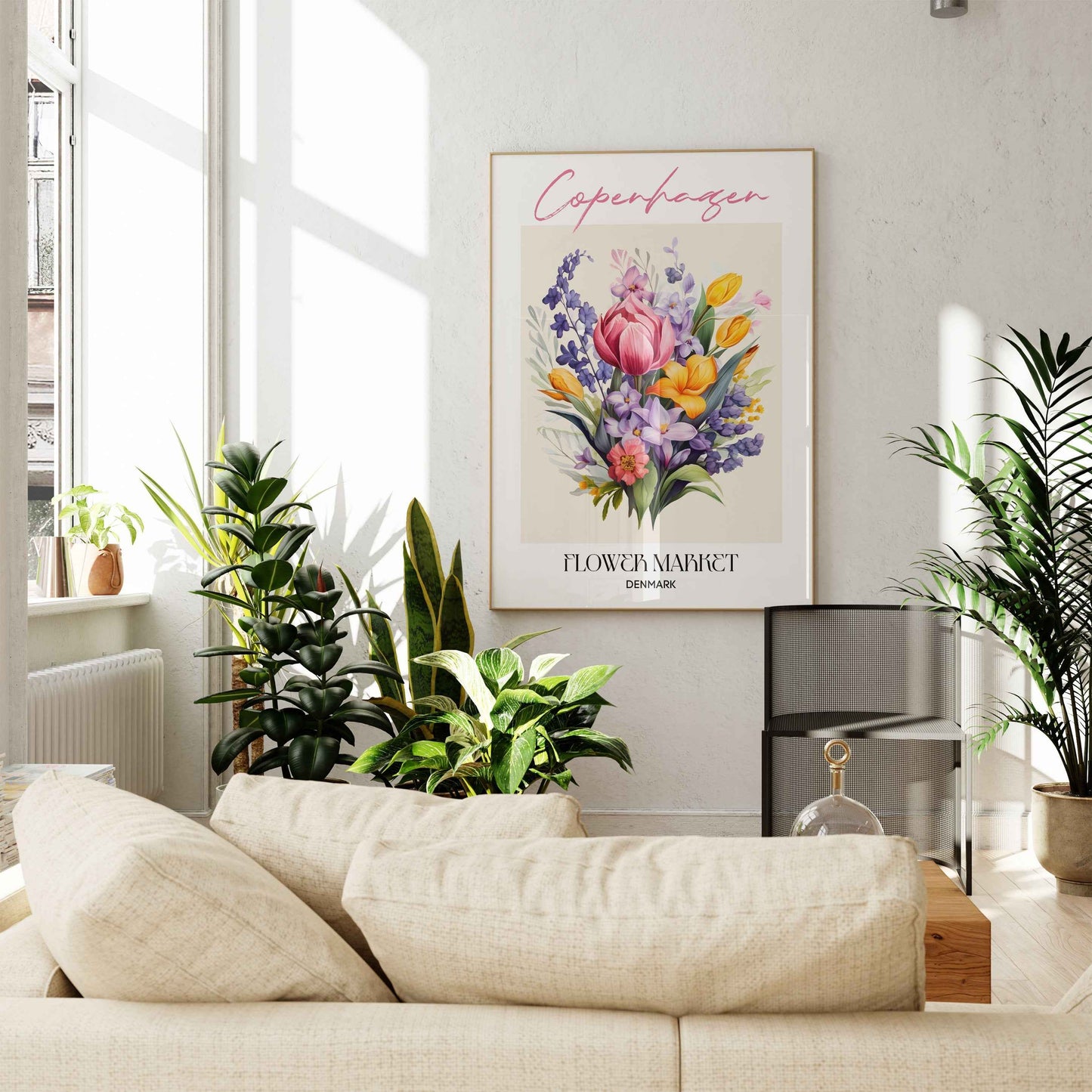 Copenhagen Flower Market Poster Danish Design Wall Art for Living Room Kitchen