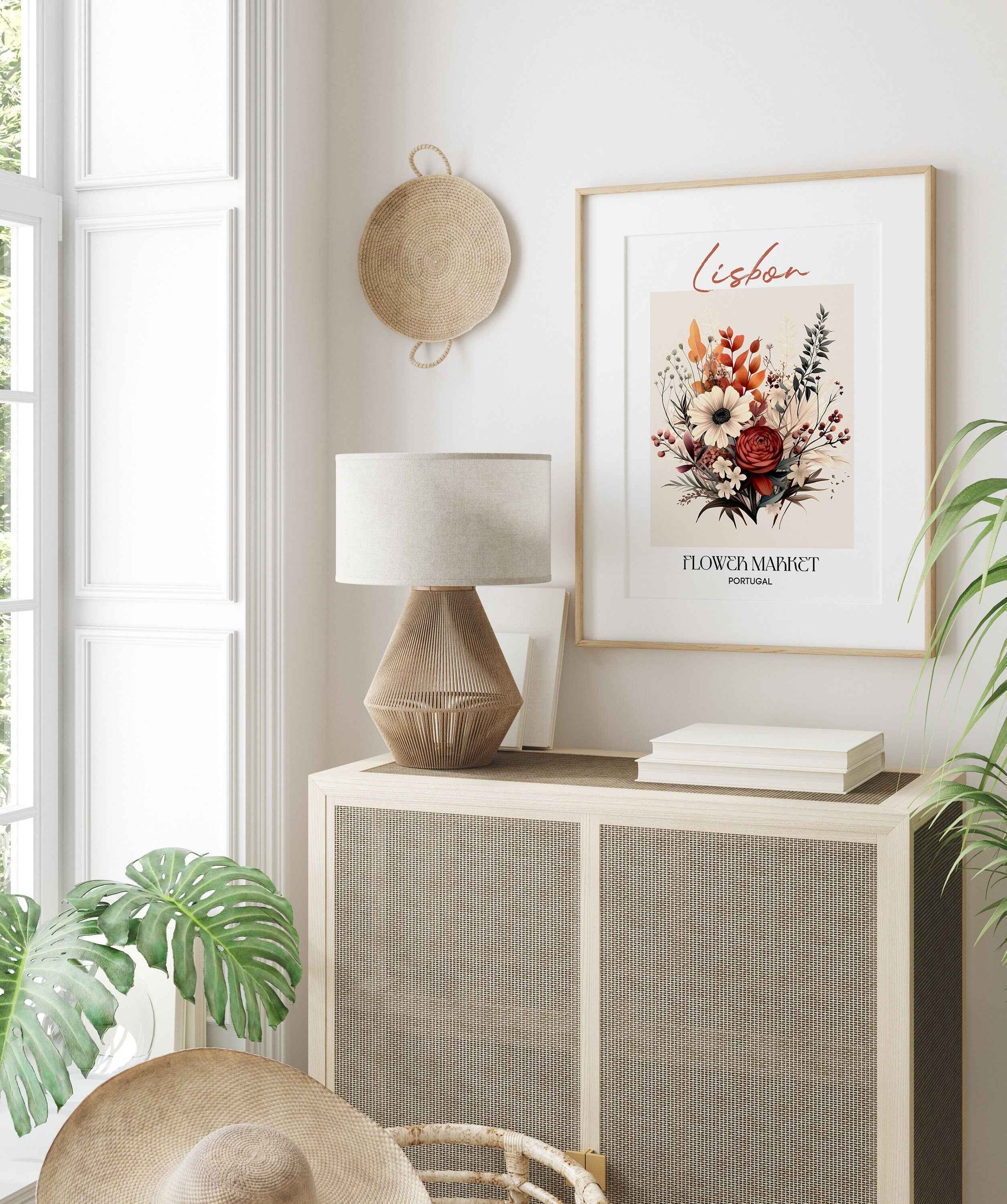 Lisbon Flower Market Poster Portugal Scandinavian Wall Decor Print Unframed