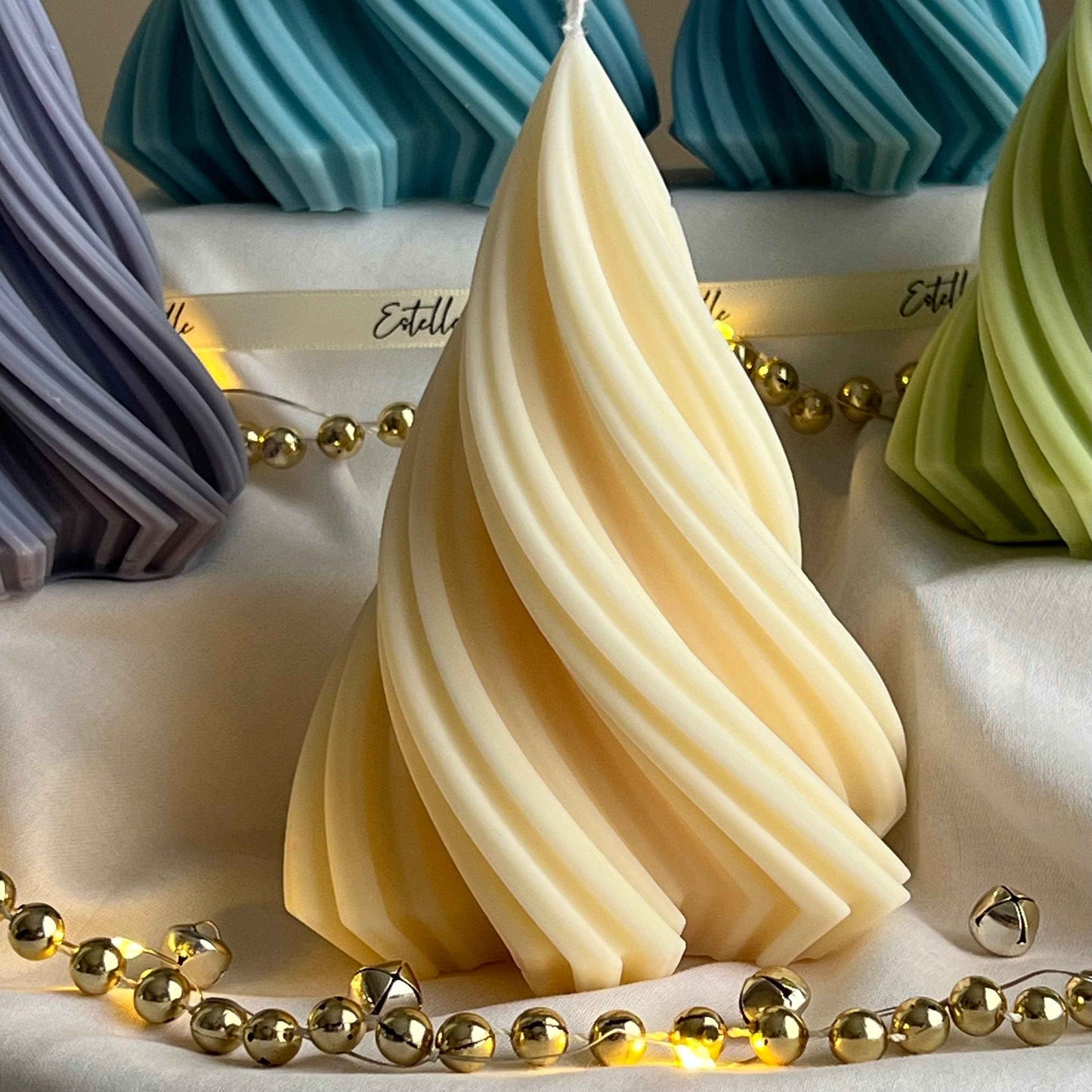 Swirl Ribbed Christmas Tree Candle