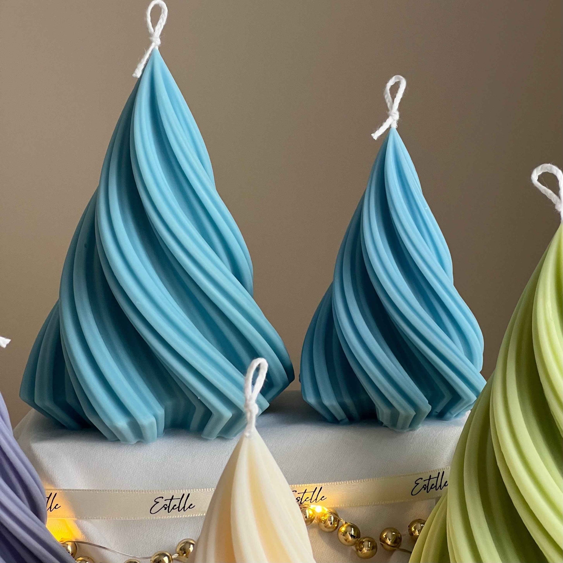 Swirl Ribbed Christmas Tree Candle