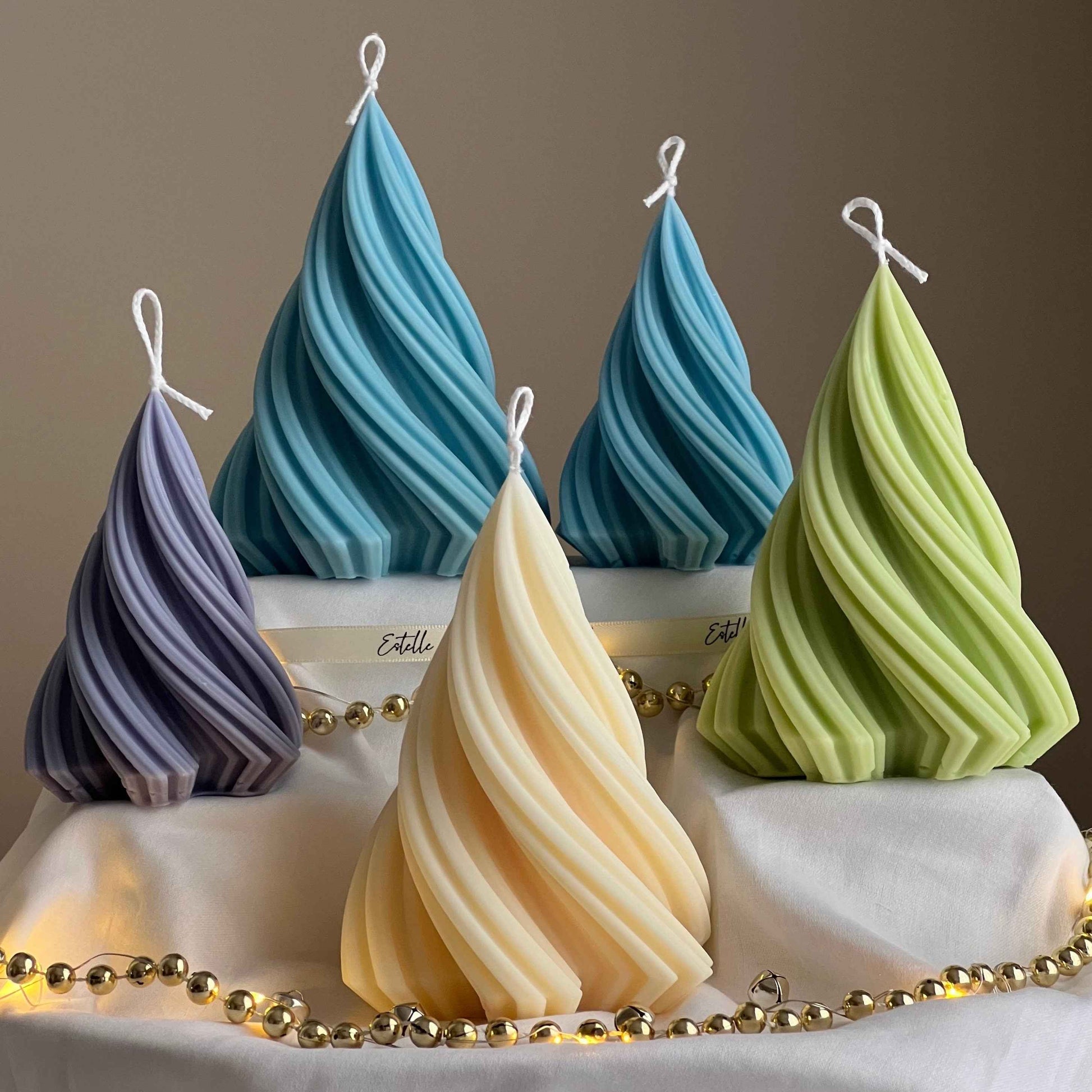 Swirl Ribbed Christmas Tree Candle