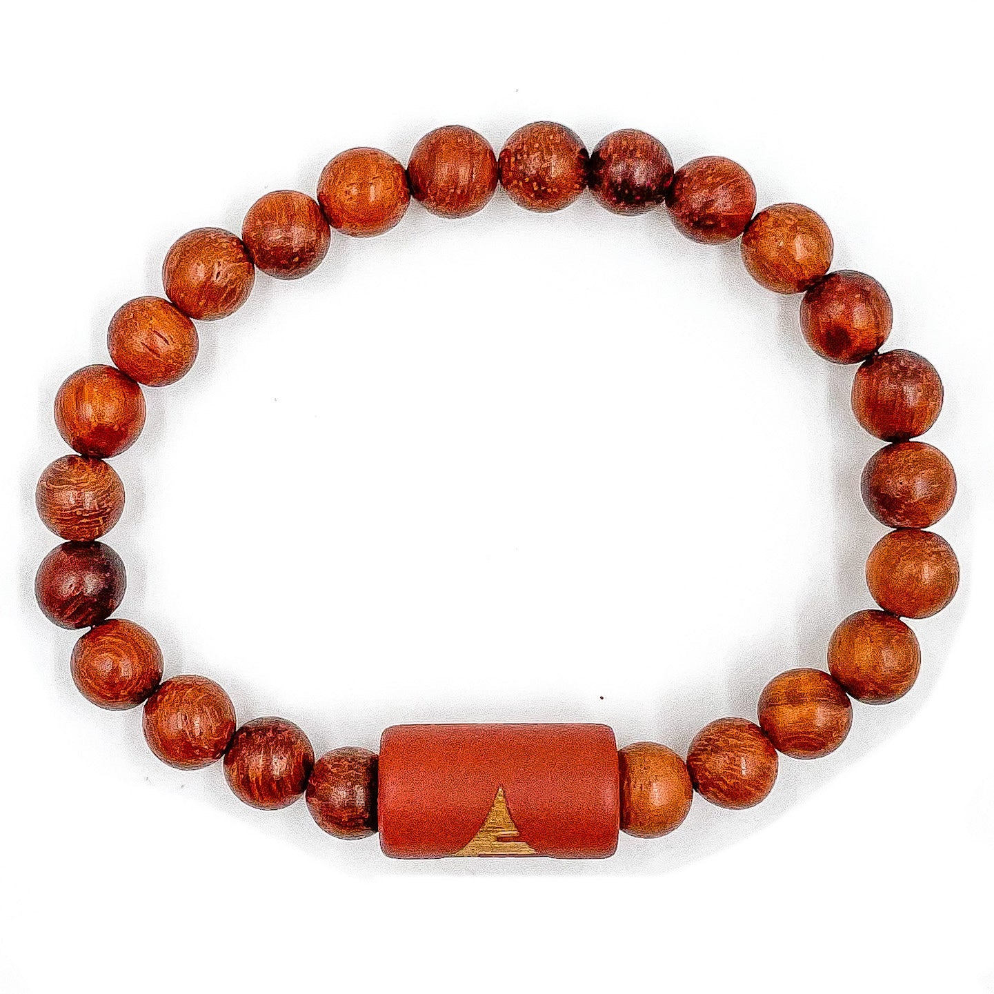 Solid Red Rosewood Mala Beaded Bracelet Elastic Cord - Rosetta Creative Boutique
