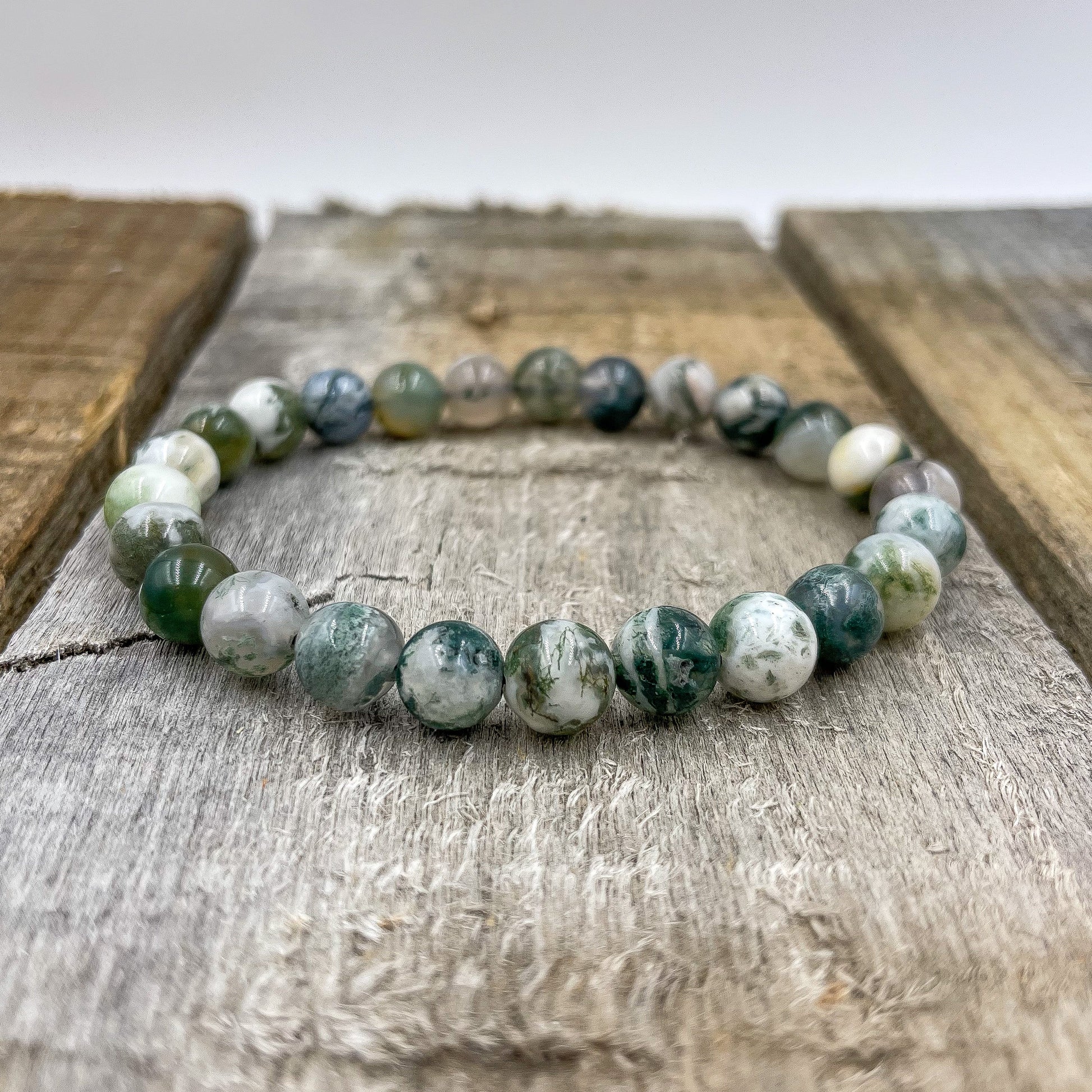 Handmade Union Tree Agate Green Gemstone Beaded Bracelet - Rosetta Creative Boutique